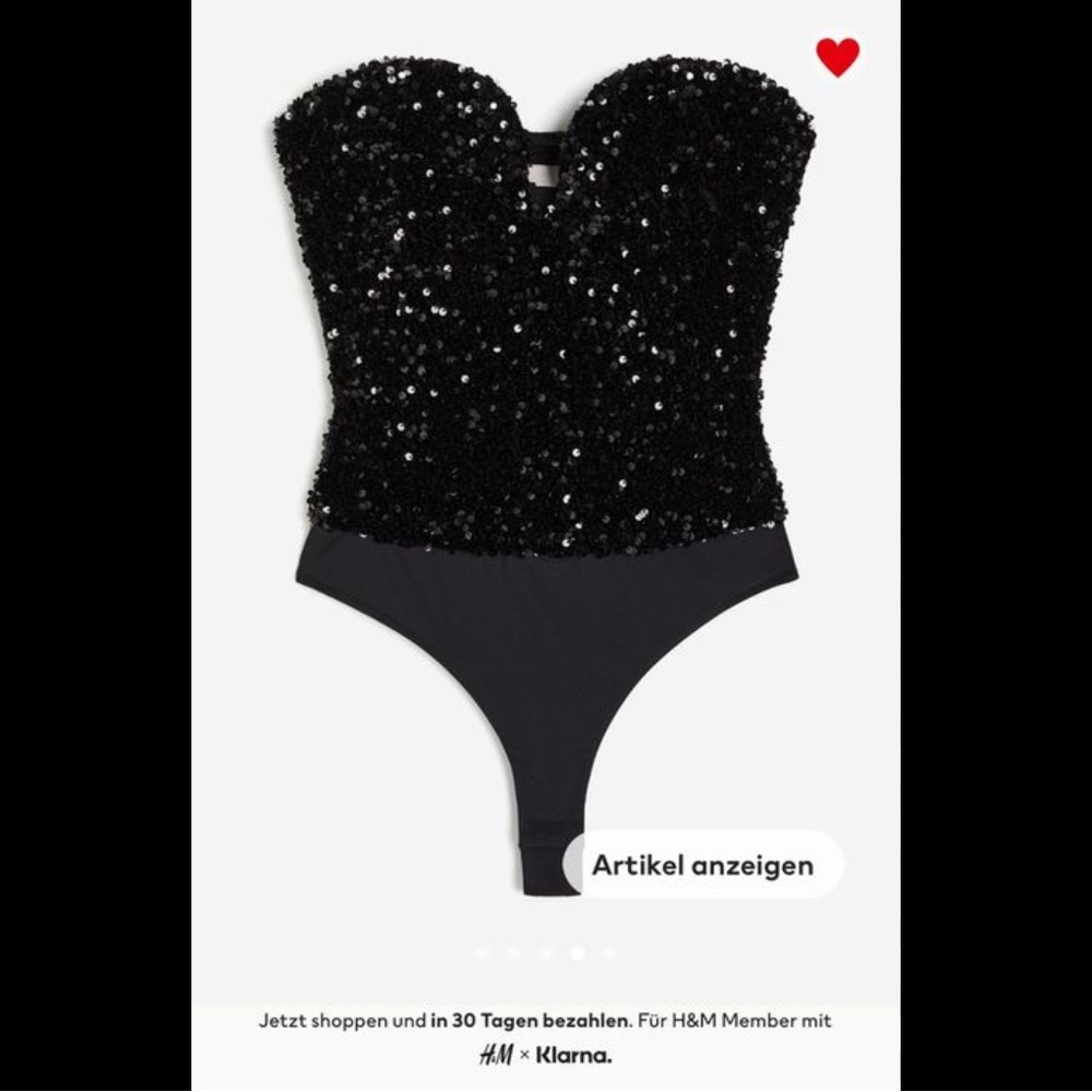ISO H&M Sequined Thong Black Bodysuit